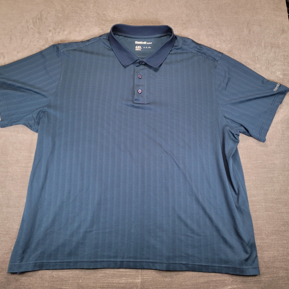Reebok Golf Polo Shirt Mens 4XL Blue Striped Short Sleeve Performance Activewear